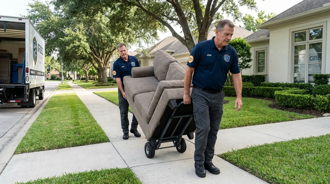 Local residential moving crew loading furniture in Rector, AR